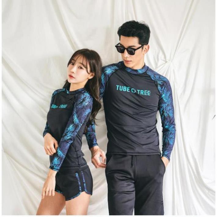 (Có sẵn, video) Đồ bơi cặp đôi dài tay nam nữ phong cách Hàn Quốc, bộ bơi chống nắng học bơi new  ྇ ' ་