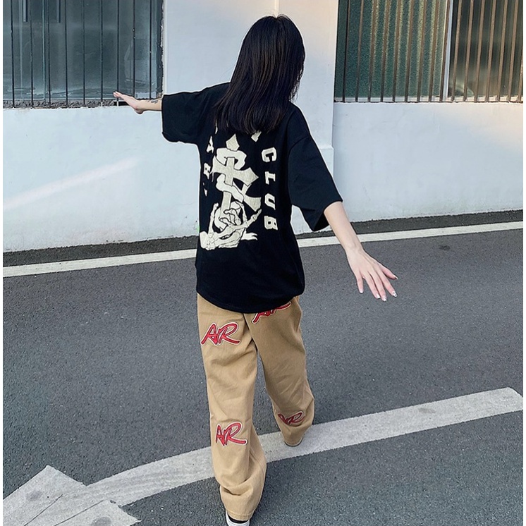 Áo phông nữ rộng oversize Retro  áo thun unisex Ulzzang 100%cotton