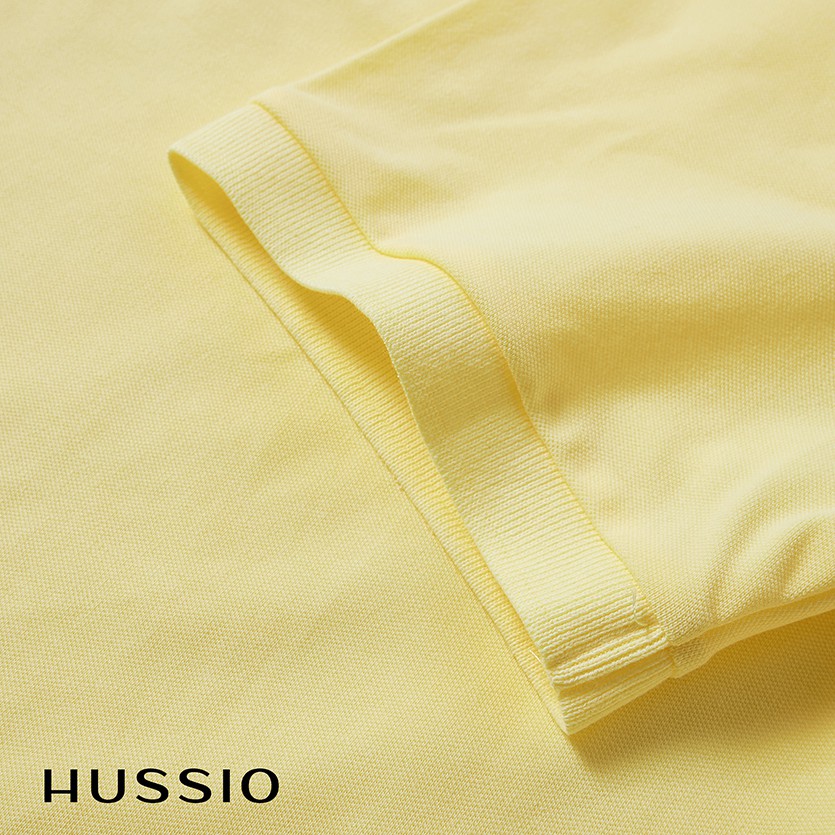 Áo thun polo nam HUSSIO màu vàng tươi trẻ trung | BigBuy360 - bigbuy360.vn