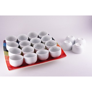 20 chén uống nước men trắng dáng bầu sứ Bát Tràng