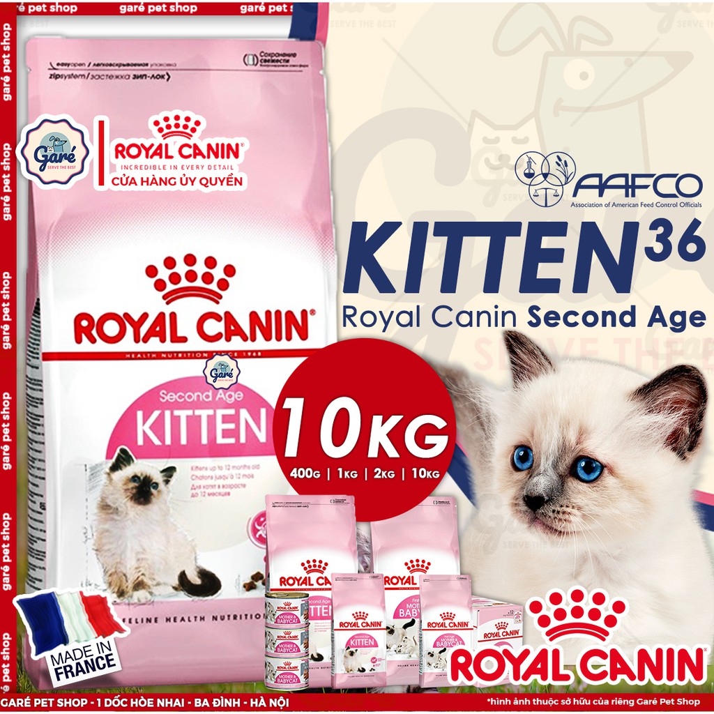 [Mã 99FMCGSALE giảm 8% đơn 500K] 10kg - Hạt Kitten 36 Royal Canin dành cho mèo con từ 4 - 12 tháng tuổi