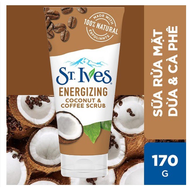 Sữa Rửa Mặt Tẩy Tế Bào Chết Dừa & Cafe St.Ives Energizing Coconut & Coffee Scrub 170g (STIVES)