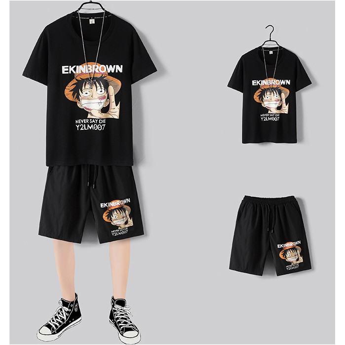 Bộ Đồ Nam Tay Lỡ Cổ Tròn Họa Tiết ONE PIECE In Chữ Quần Short Basic Phong Cách MixStore Thời Trang QA NAM 1000087V2
