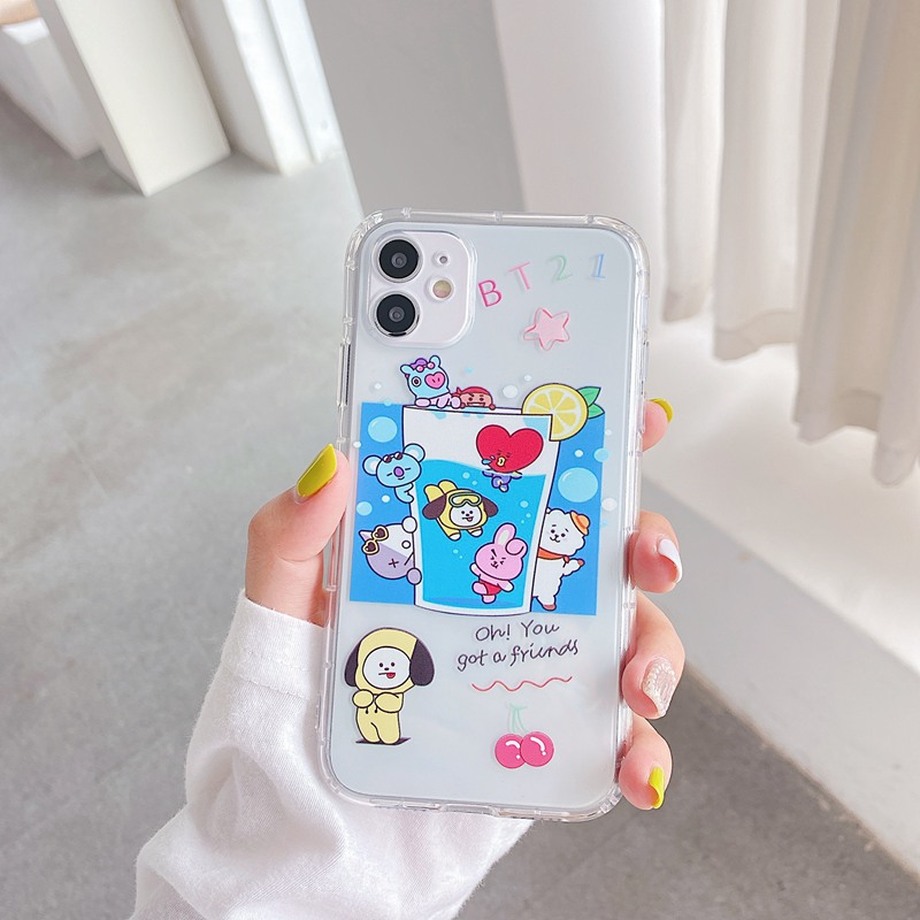 Casing iPhone 12 Mini Pro Max SE 2 11 Pro Xs Max XR X 6 6s 7 8 Plus Ins Cute Cartoon Clear Phone Case Soft Protective Back Cover