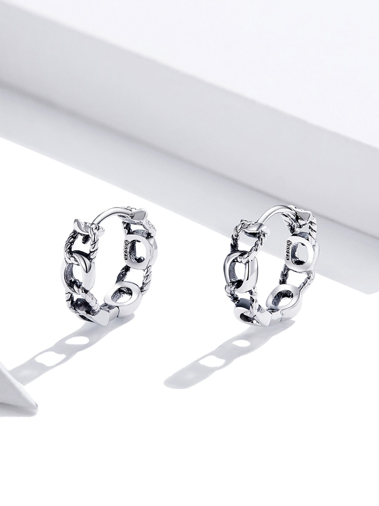 Khuyên Tai Bamoer SCE960 Bằng Bạc 925 Đính CZ Kiểu Dáng Tròn Cho Nữ