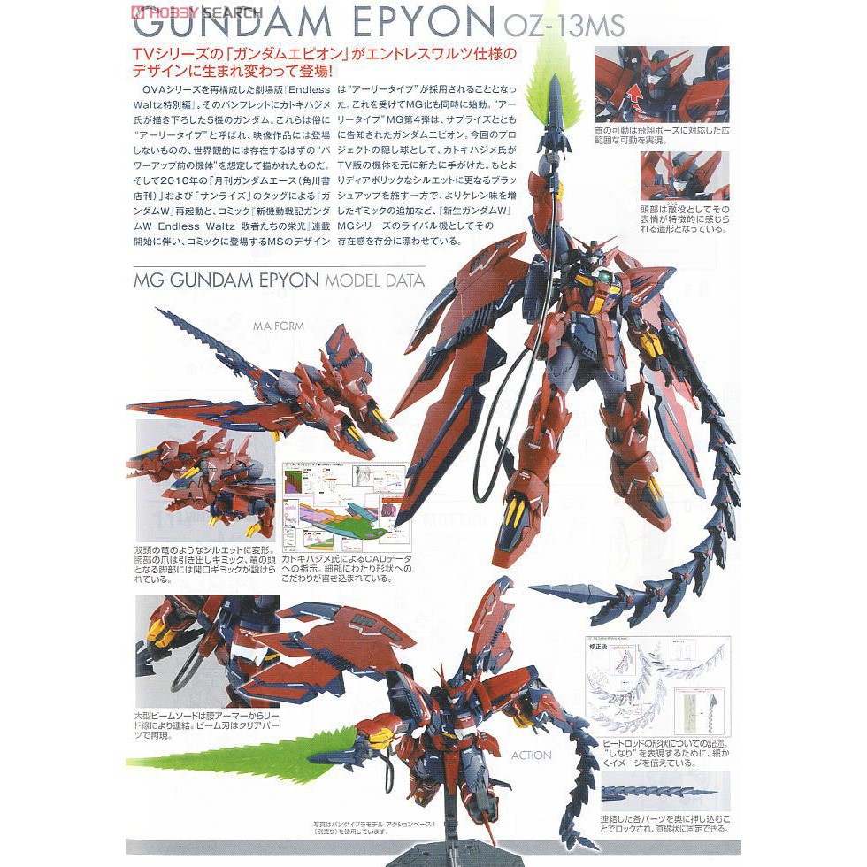 Mô Hình Gundam MG EPYON Serie EW Wing Endless Waltz Bandai 1/100 Đồ Chơi Lắp Ráp Anime Nhật