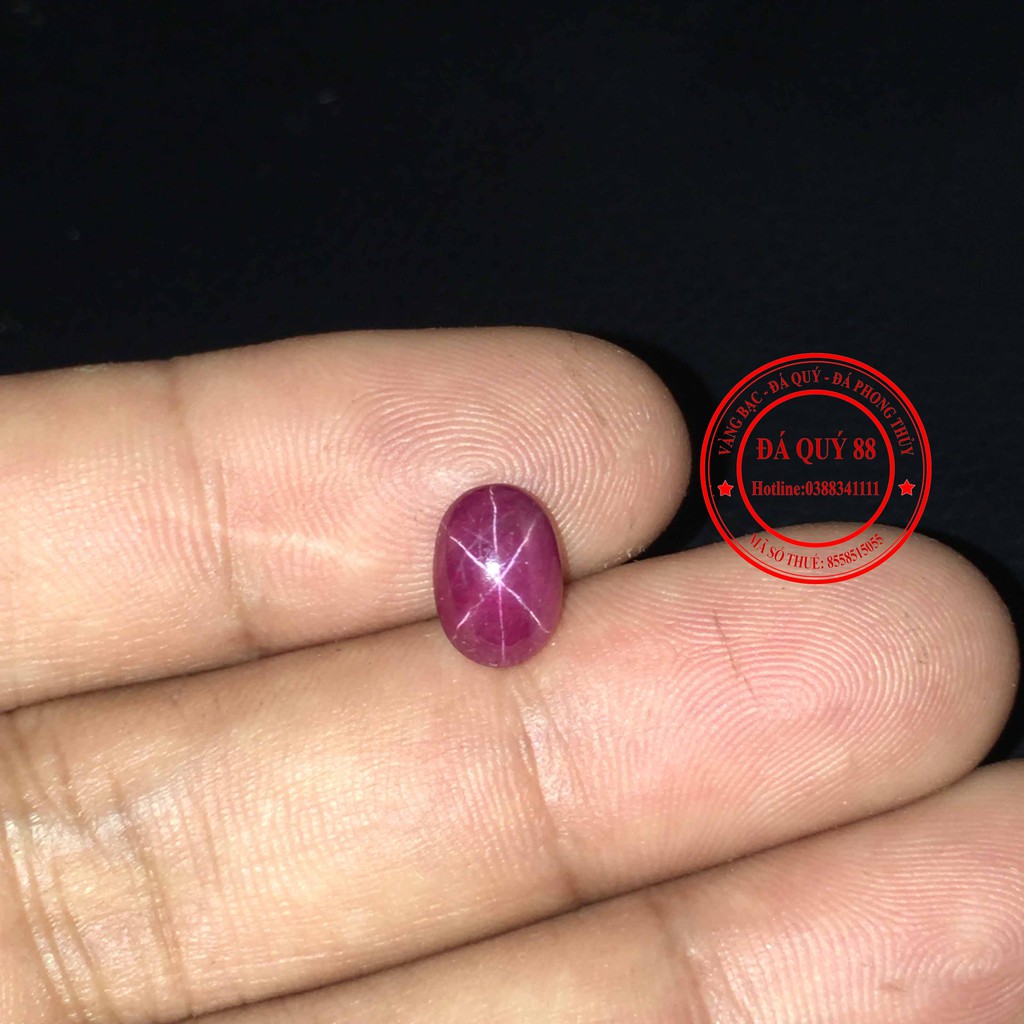 Viên Đá Ruby Sao Tự Nhiên Yên Bái Mài Sống Size 3,65ct, Mặt Nhẫn, Mặt Dây Chuyền