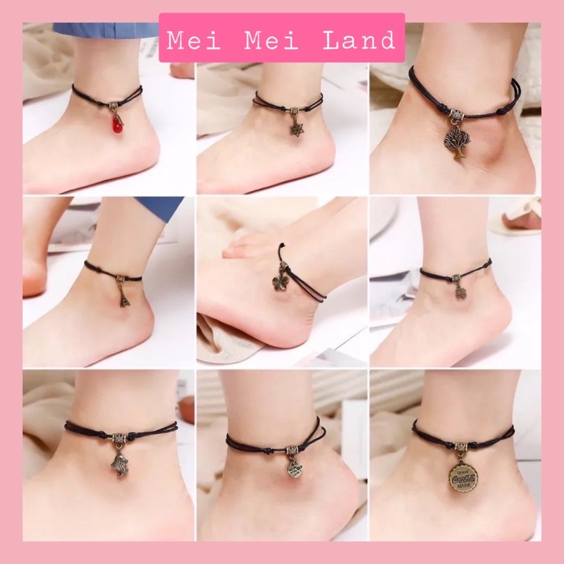 Vòng Chân Dây Sáp Màu Đen Sáng Tạo Nhiều Mẫu