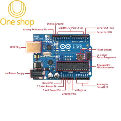 Kit Arduino Uno R3 Chíp Cắm Atmega328P Kèm Cáp Kết Nối Trị Giá 15K (BH 06 Tháng) | WebRaoVat - webraovat.net.vn