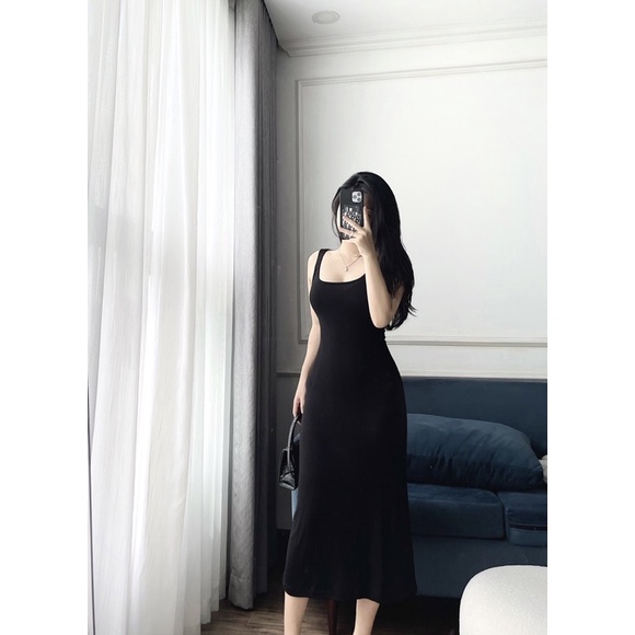 Váy tăm xoè,đầm hai dây co giãn tốt dáng dài 120cm-Minxy shop