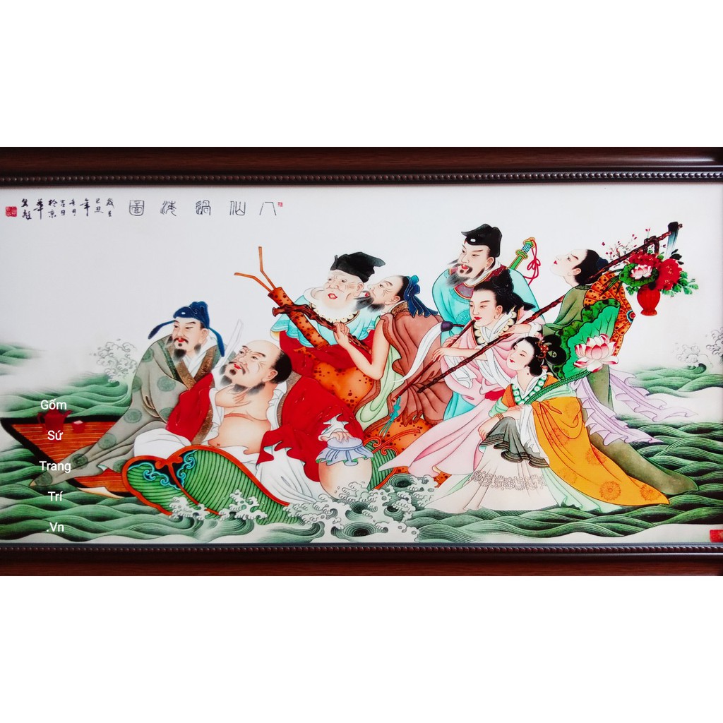 Tranh Sứ Bát Tiên Quá Hải - Gốm Sứ Trang Trí Shop