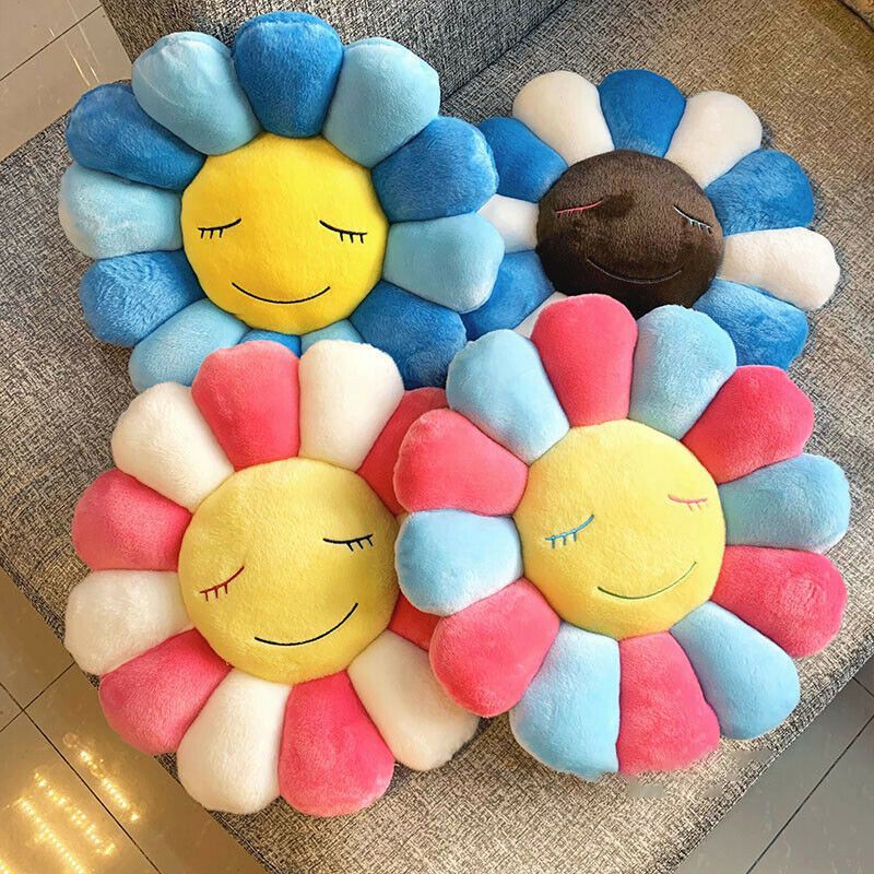 40cm Takashi Murakami Rainbow Flower Pillow Plush Colorful Stuffed Gift