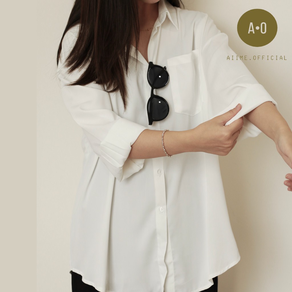 Áo sơ mi nữ dài tay form rộng chất lụa mềm mịn phong cách ulzzang vintage | BigBuy360 - bigbuy360.vn