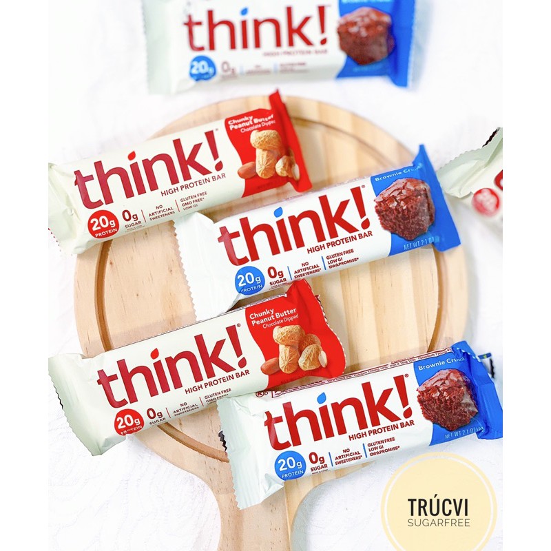 Thanh Protein Bar không đường Think!( gymer, eat clean, keto, tiểu đường)