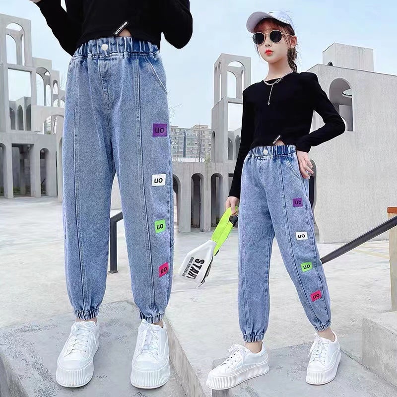 Quần Denim Ống Rộng Phong Cách Mới 2022 Cho Bé Gái