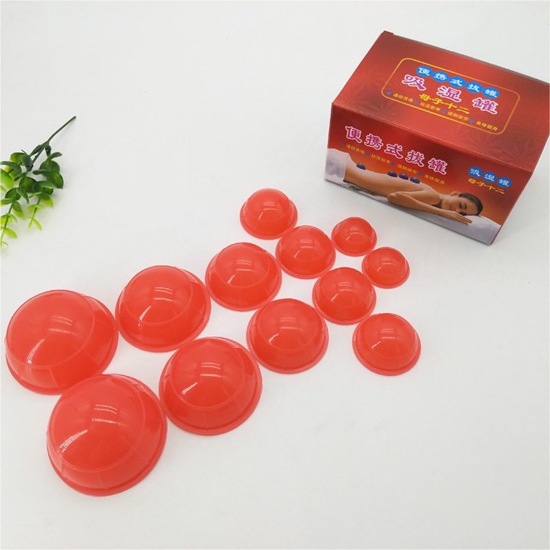 Bộ 12 cốc giác hơi massage mặt lưng bằng silicon chất lượng cao