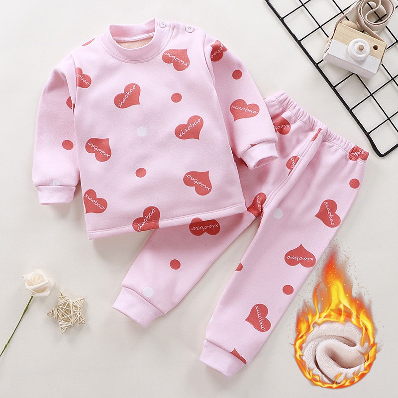 Set quần áo bé gái, bé trai Cotton lót nỉ, Bộ quần áo trẻ em thu đông hàng Quảng Châu cao cấp BT07