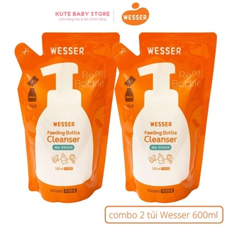  Combo 2 túi nước rửa bình sữa Wesser 500ml 