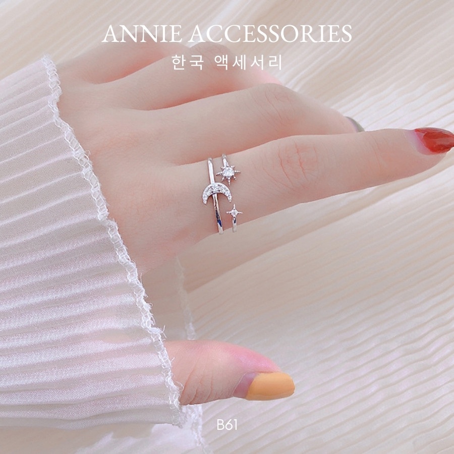 Nhẫn mặt trăng đính đá tinh xảo cá tính ANNIE - B61