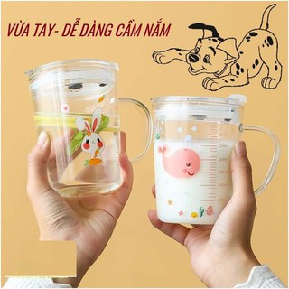 CỐC THỦY TINH CHIA VẠCH UỐNG SỮA 3IN1 CHO BÉ ( TẶNG KÈM ỐNG HÚT SILICON, CÓ THỂ DÙNG TRONG LÒ VI SÓNG)