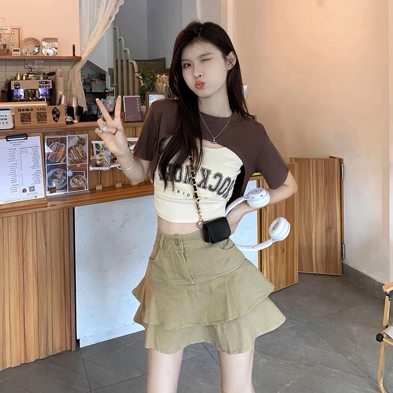 ÁO CROPTOP XINH HAI MÓN KÈM ÁO DÂY ROC1