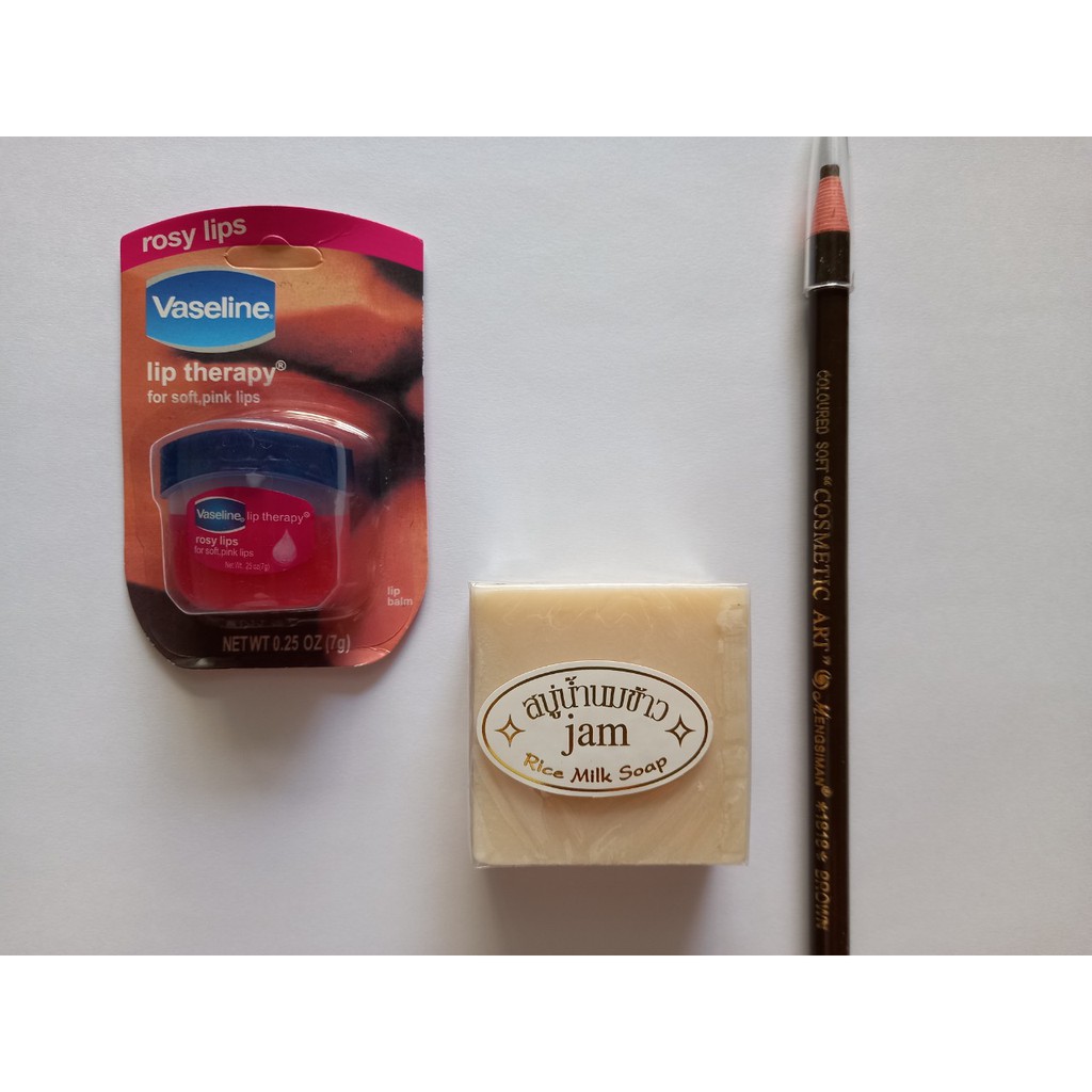 Vaseline dưỡng môi - TẶNG XÀ PHÒNG CÁM GẠO + CHÌ KẺ CHÂN MÀY.