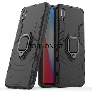 Ốp Điện Thoại PC Cứng Chống Sốc Kèm Móc Xỏ Ngón Kim Loại Cho Casing Vivo Y93 Case Vivo Y93S Cassing Vivo Y91 Y95 Y97 Cover Vivo Y1S Y91C Y91D Case Armor PC Shockproof Hard Cases With Metal Ring Stand Phone Case
