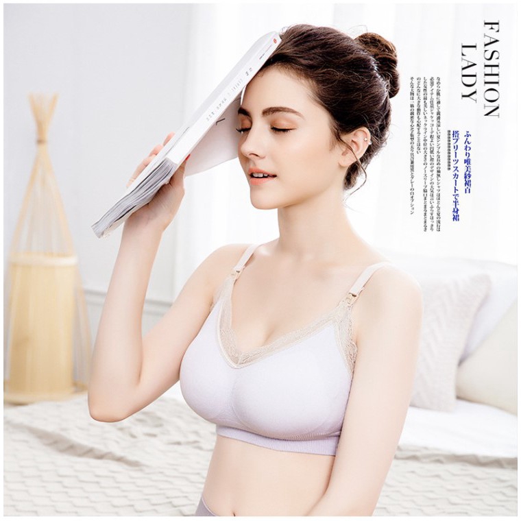 Áo lót phối ren chuyên dụng hỗ trợ mẹ cho bé uống sữa