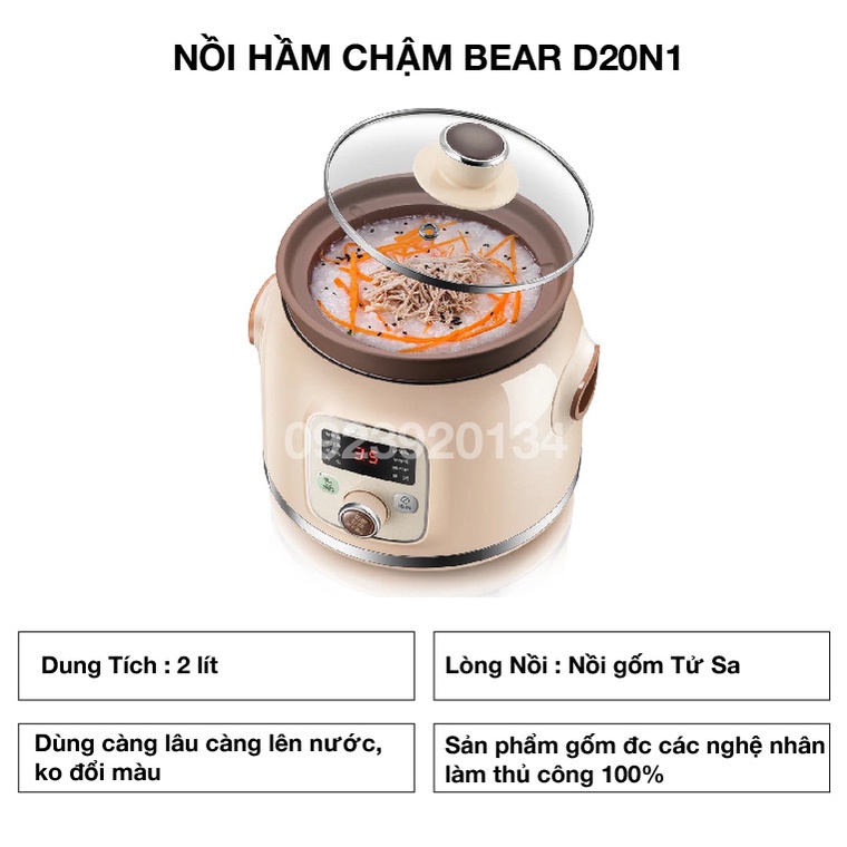 [Mã ELHADEV giảm 4% đơn 300K] Nồi hầm chậm Bear D20N1