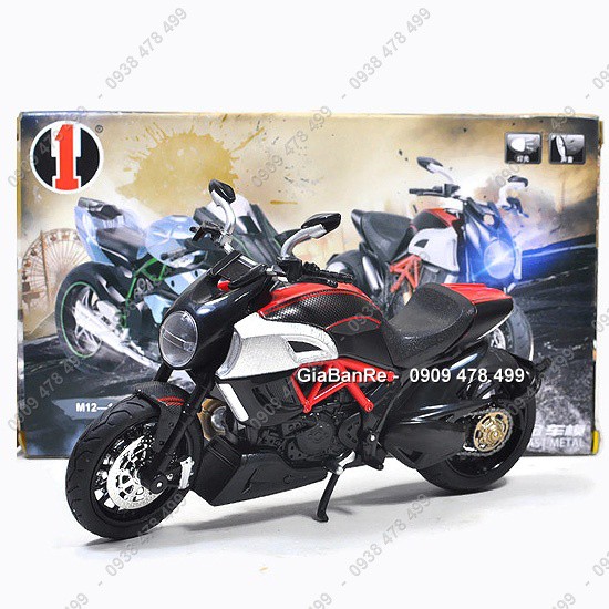 XE MÔ HÌNH TỈ LỆ 1:12 - MOTO DUCATI DIAVEL - H1TOY - CÓ ĐÈN ÂM THANH - 8644