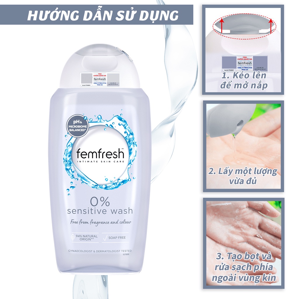 [COMBO] Mua 2 Dung Dịch Vệ Sinh Phụ Nữ Femfresh 0% Sensitive Intimate Wash 250ml Cho Da Nhạy Cảm Tặng Phần Quà Đặc Biệt