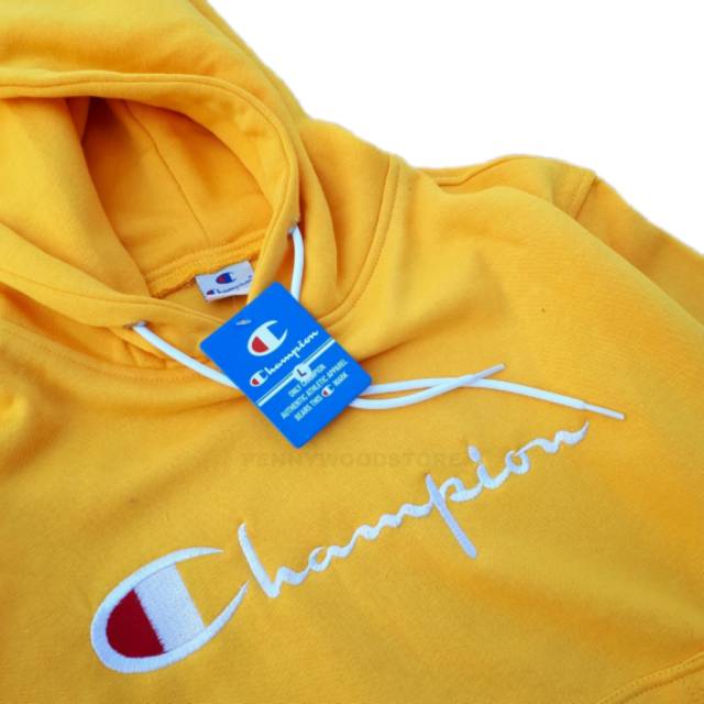 Áo Hoodie In Logo Champion Màu Vàng Trẻ Trung Năng Động