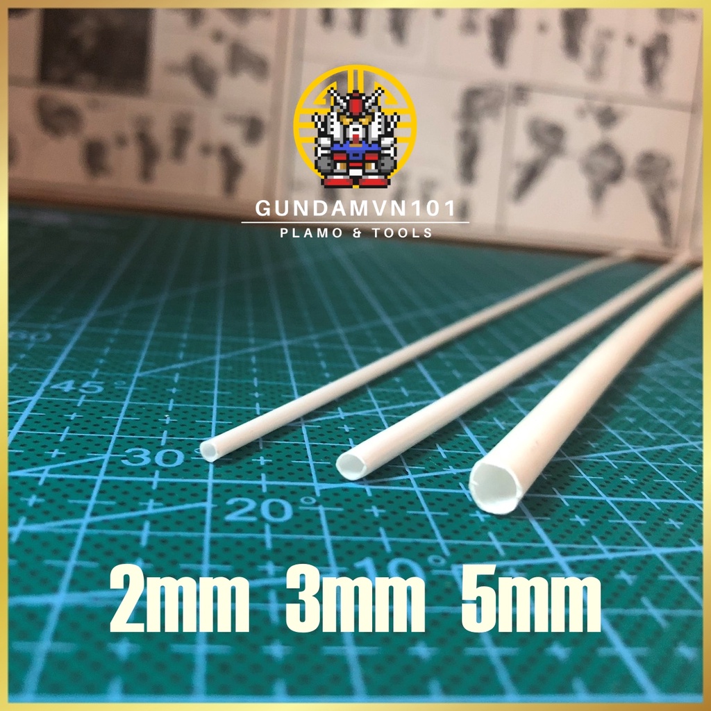 BỘ 2 ỐNG NHỰA TRÒN RỖNG PLA PLATE 25CM - Que nhựa plaplate ABS custom mod mô hình thủ công nhà kiến trúc gundam gunpla