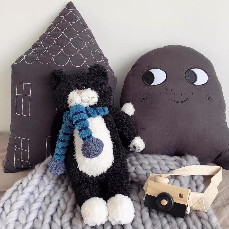 Gấu bông mèo đen Tiimo thắt khăn đáng yêu thú nhồi bông đồ chơi quà tặng Gauxinhcorner