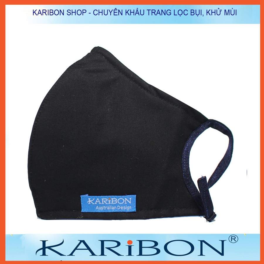Khẩu trang Karibon Cotton 8 lớp có than hoạt tính, lọc bụi mịn và khử mùi, tiêu chuẩn châu Âu EN 143:2000