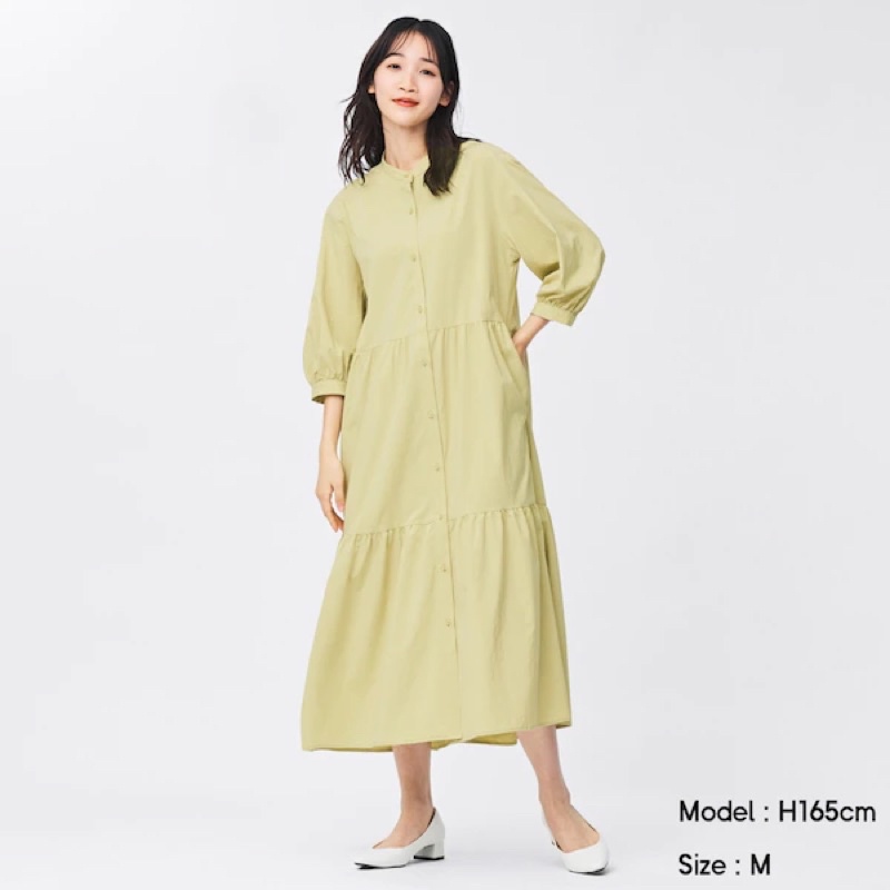 Đầm sơ mi nữ cổ tàu tay lỡ thanh lịch, duyên dáng của Gu - Nhật