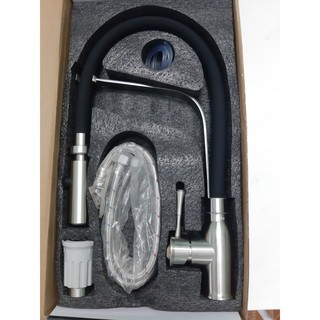 Vòi rửa chén nóng lạnh SUS304 cần bẻ Silicon, vòi rửa chén bát nóng lạnh inox 304.