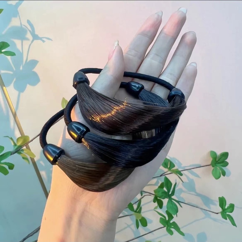 Dây Buộc Tóc Đuôi Ngựa Bằng Da Co Giãn Đơn Giản Dành Cho Nữ