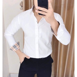 Áo sơ mi trắng phối kẻ tay cực đẹp,đơn giản mà tinh tế,sang trọng