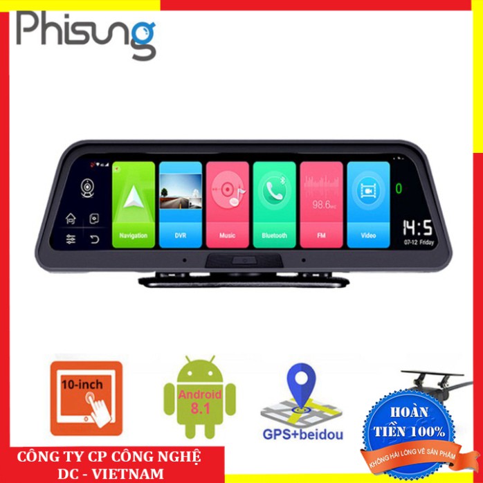 Sản phẩm  Camera hành trình đặt taplo ô tô cao cấp Phisung Q98 tích hợp 4G, Wifi, định vị GPS , android 8.1 ..