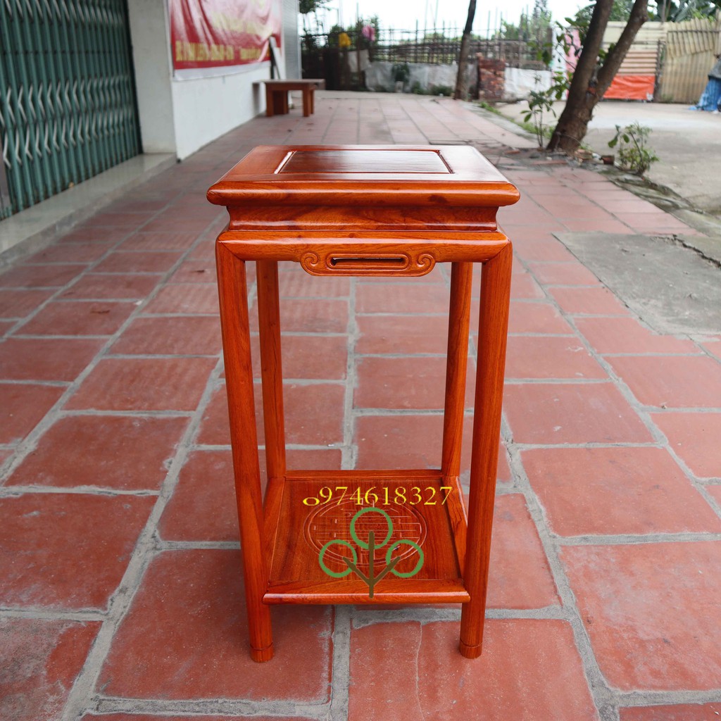 Đôn chân tròn phong thủy gỗ hương vuông 30cm
