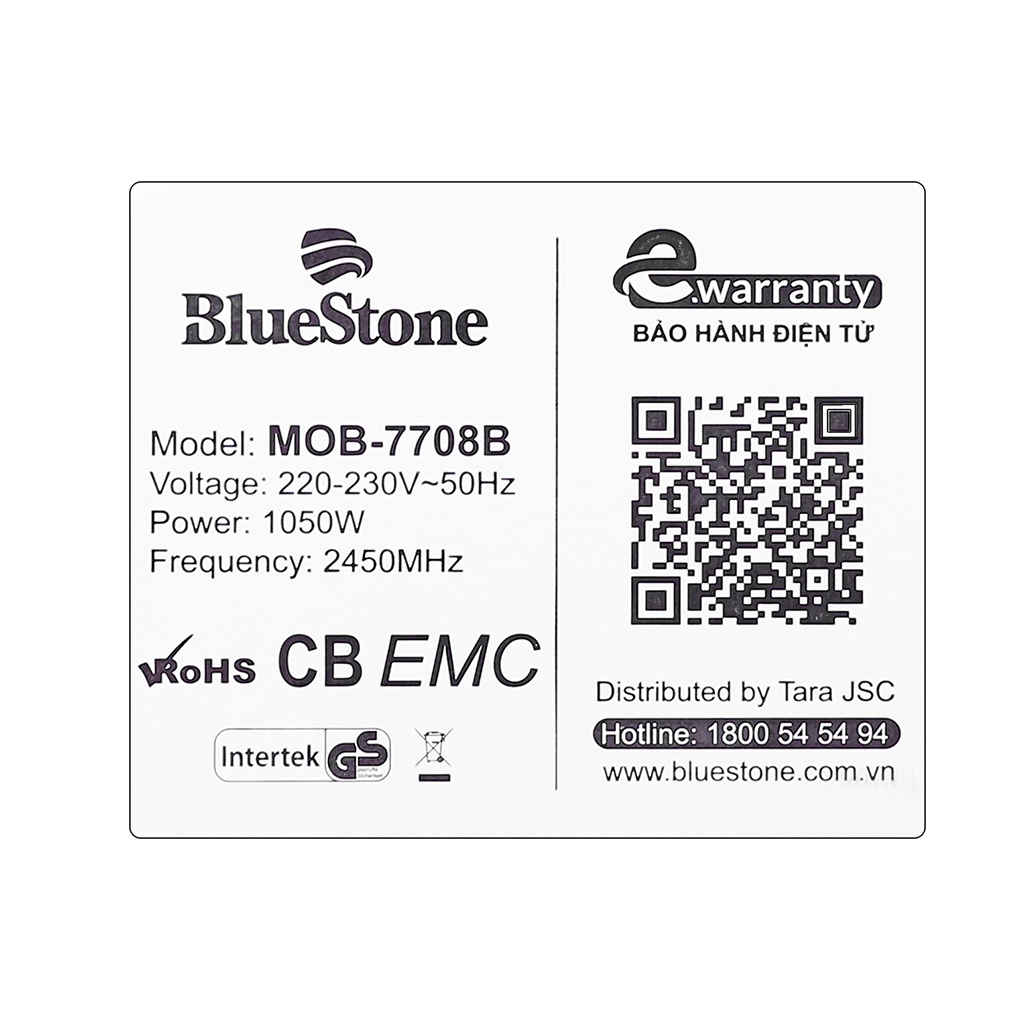 [Mã ELHADEV giảm 4% đơn 300K] Lò vi sóng Bluestone MOB-7708B 20 lít 1050 W - Chính hãng BH 2 năm