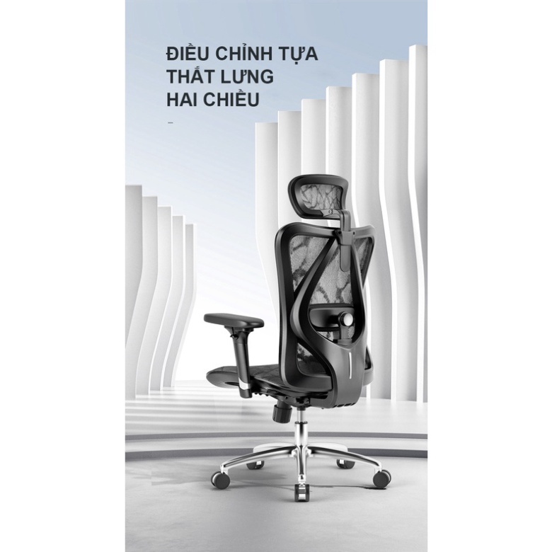 Ghế công thái học, ghế xoay văn phòng Sihoo M57 Full Grey - Lưới thoáng khí, bảo vệ cột sống - Bảo hành chín