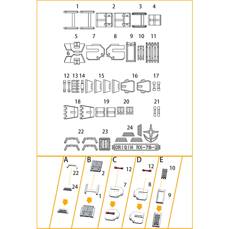 Phụ kiện mod ANUBIS - Chi tiết nhựa mô hình in 3D cho MG 1/100 RX-78-2 VER GTO GP012