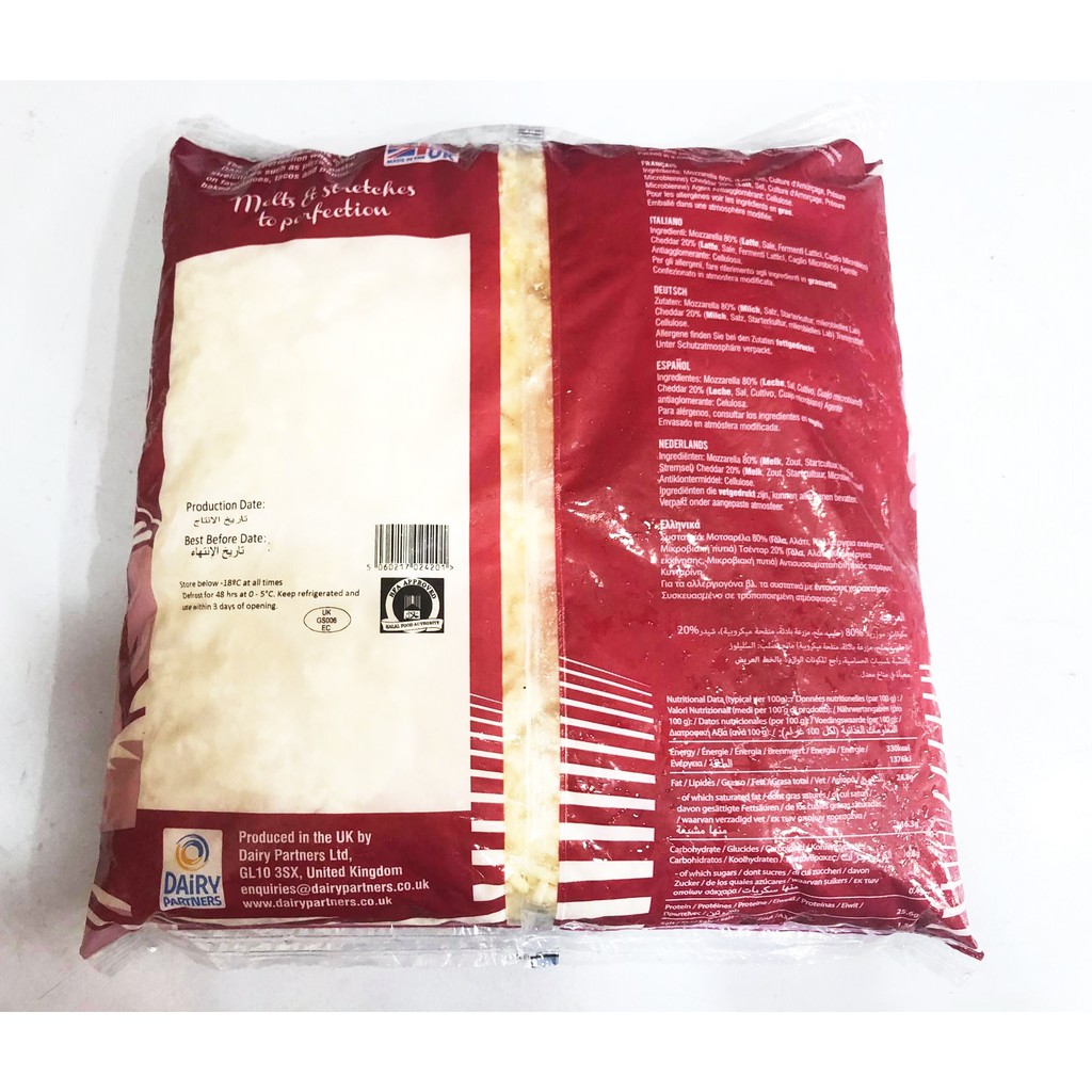 Phô Mai Mozzarella mixed Cheddar nhập khẩu Anh 2Kg