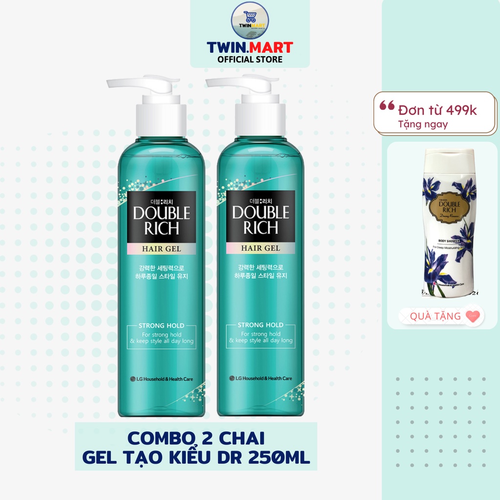 Combo 2 chai Gel Tạo Kiểu Double Rich Strong Giữ Nếp Uốn Tóc 250ml