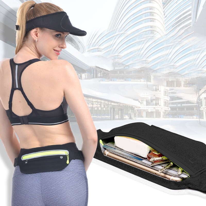 Sports  Pockets Men and Women Ultra Slim Belt Waist Pack Water Resistant Running Waist Bag