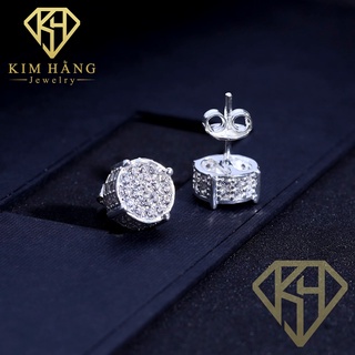 Khuyên Tai Bạc Nụ Tròn Đá Tấm Thiết Kế KHJER025- Chốt Đẩy