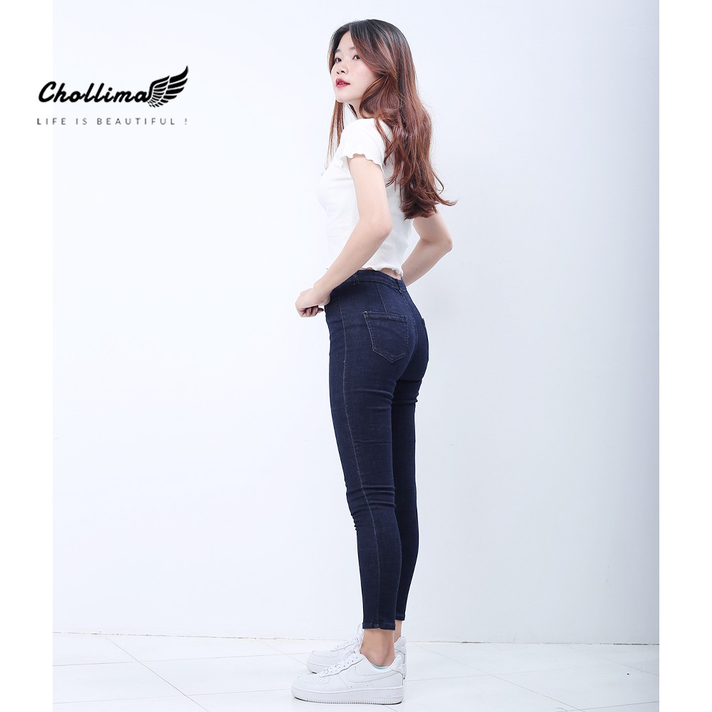 Quần jeans dài nữ co giãn Chollima cạp thường basic jean QD032