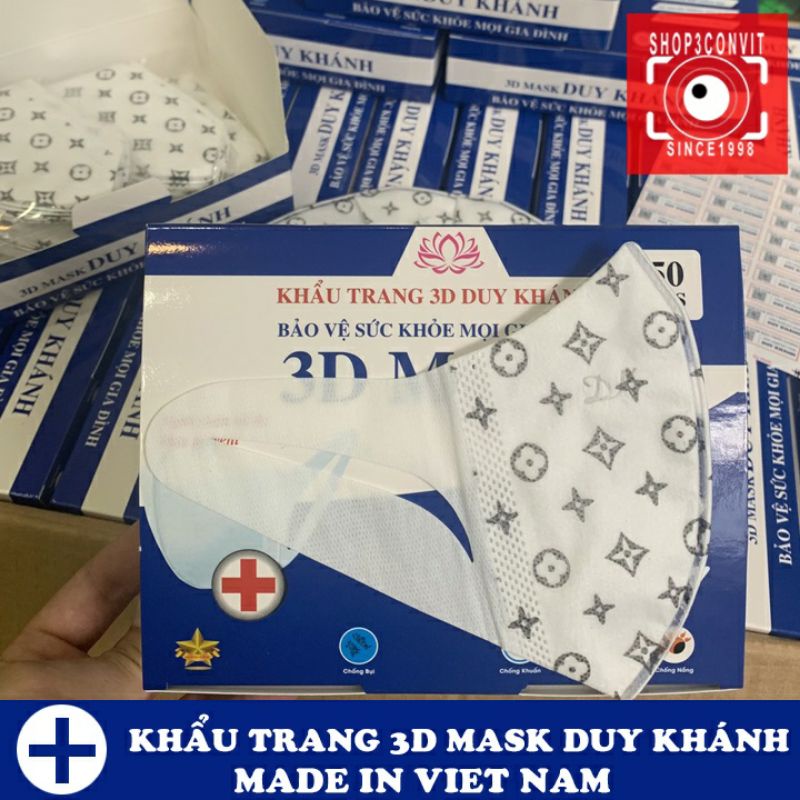 (Chỉ ship TPHCM) Hộp 50 khẩu trang 3D Mask họa tiết LV Duy Khánh Công Nghệ Dập Nhật Bản